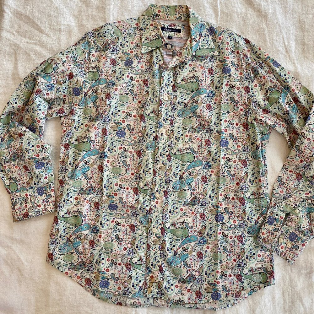 Robert Graham multi colored pasley 100% cotton long sleeve shirt.